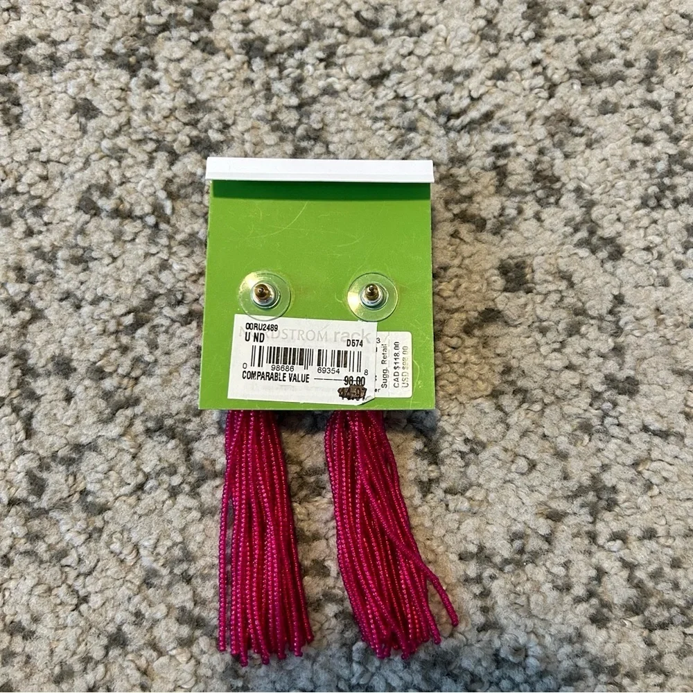 NWT Kate Spade Pink Floral Beaded Tassel Rosy Posies Earrings